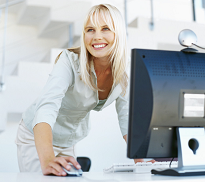 Woman at computer desk
